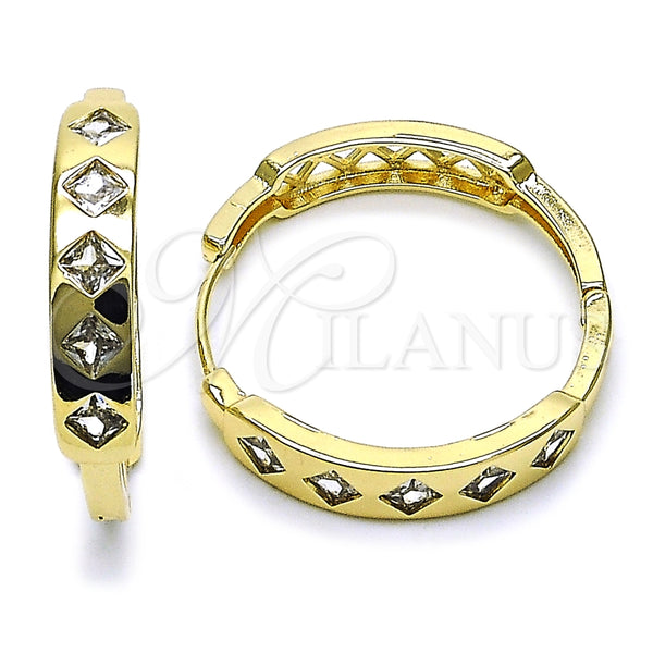 Argolla Huggie 02.204.0045.35 Oro Laminado, con Blanca Zirconia Cubica, Pulido, Tono Dorado
