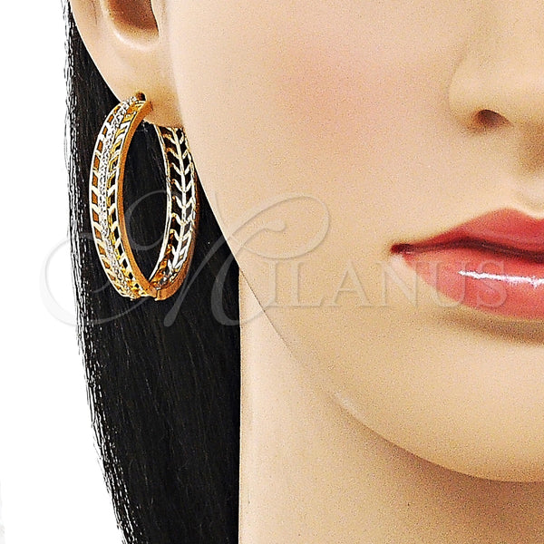 Argolla Huggie 02.204.0048.35 Oro Laminado, con Blanca Micro Pave, Pulido, Tono Dorado