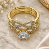 Anillo de Boda 01.284.0091 Oro Laminado, Diseño de Infinito y Cluster, con Zirconia Cubica Blanca y Micro Pave Blanca, Pulido, Tono Dorado (Talla Unica)