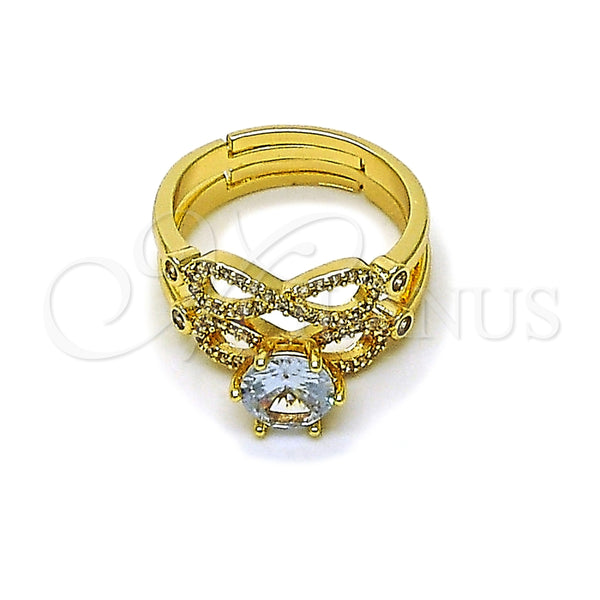 Anillo de Boda 01.284.0091 Oro Laminado, Diseño de Infinito y Cluster, con Blanca Zirconia Cubica and Blanca Micro Pave, Pulido, Tono Dorado (One size fits all)