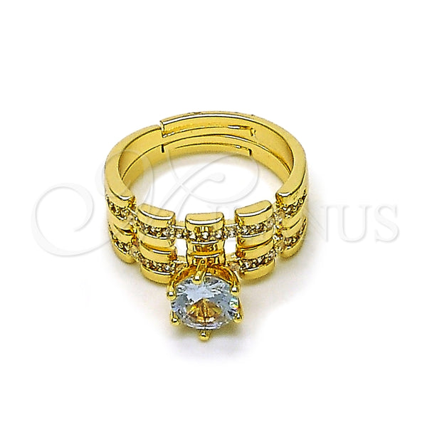 Anillo de Boda 01.284.0096 Oro Laminado, Diseño de Cluster, con Blanca Zirconia Cubica and Blanca Micro Pave, Pulido, Tono Dorado (One size fits all)