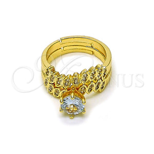 Anillo de Boda 01.284.0097 Oro Laminado, Diseño de Cluster y Oja, con Blanca Zirconia Cubica and Blanca Micro Pave, Pulido, Tono Dorado (One size fits all)