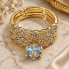 Anillo de Boda 01.284.0098 Oro Laminado, Diseño de Cluster, con Zirconia Cubica Blanca y Micro Pave Blanca, Pulido, Tono Dorado (Talla Unica)