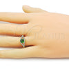 Anillo Multi Piedra 01.284.0100.1 Oro Laminado, Diseño de Cluster, con Verde Zirconia Cubica and Blanca Micro Pave, Pulido, Tono Dorado (One size fits all)