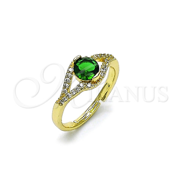 Anillo Multi Piedra 01.284.0100.1 Oro Laminado, Diseño de Cluster, con Verde Zirconia Cubica and Blanca Micro Pave, Pulido, Tono Dorado (One size fits all)