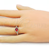 Anillo Multi Piedra 01.284.0100.2 Oro Laminado, Diseño de Cluster, con Granate Zirconia Cubica and Blanca Micro Pave, Pulido, Tono Dorado (One size fits all)