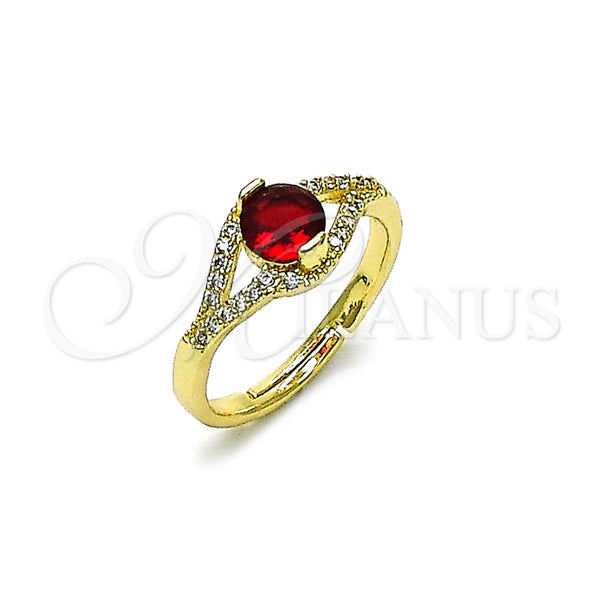 Anillo Multi Piedra 01.284.0100.2 Oro Laminado, Diseño de Cluster, con Granate Zirconia Cubica and Blanca Micro Pave, Pulido, Tono Dorado (One size fits all)