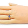 Anillo Multi Piedra 01.284.0100.3 Oro Laminado, Diseño de Cluster, con Zafiro Azul Zirconia Cubica and Blanca Micro Pave, Pulido, Tono Dorado (One size fits all)