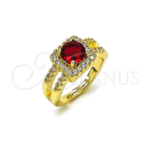 Anillo Multi Piedra 01.284.0101.2 Oro Laminado, Diseño de Cluster, con Granate Zirconia Cubica and Blanca Micro Pave, Pulido, Tono Dorado (One size fits all)