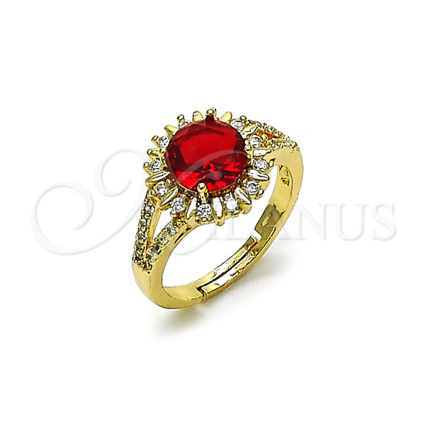 Anillo Multi Piedra 01.284.0102.2 Oro Laminado, Diseño de Cluster y Sol, con Granate and Blanca Zirconia Cubica, Pulido, Tono Dorado (One size fits all)