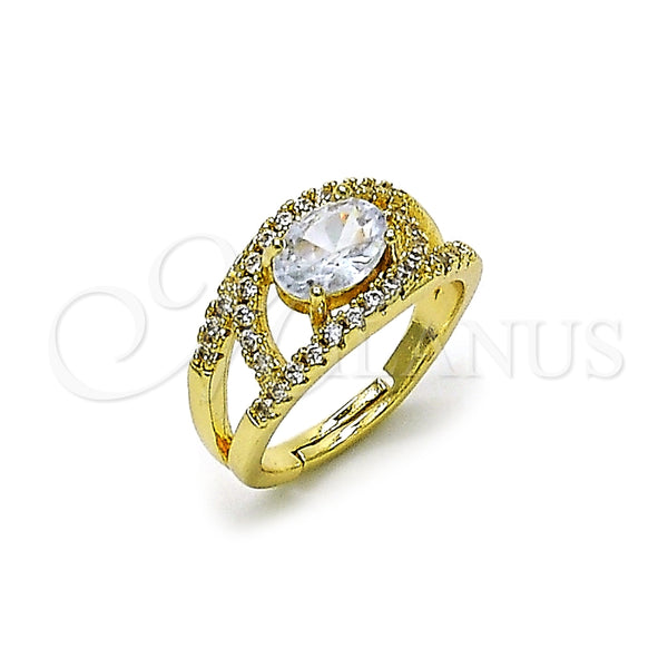 Anillo Multi Piedra 01.284.0104 Oro Laminado, Diseño de Ojo Griego, con Blanca Zirconia Cubica, Pulido, Tono Dorado (One size fits all)