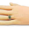 Anillo Multi Piedra 01.284.0104.1 Oro Laminado, Diseño de Ojo Griego, con Verde and Blanca Zirconia Cubica, Pulido, Tono Dorado (One size fits all)