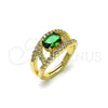 Anillo Multi Piedra 01.284.0104.1 Oro Laminado, Diseño de Ojo Griego, con Verde and Blanca Zirconia Cubica, Pulido, Tono Dorado (One size fits all)