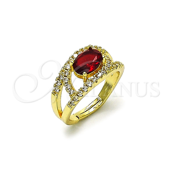 Anillo Multi Piedra 01.284.0104.2 Oro Laminado, Diseño de Ojo Griego, con Granate and Blanca Zirconia Cubica, Pulido, Tono Dorado (One size fits all)