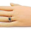 Anillo Multi Piedra 01.284.0104.3 Oro Laminado, Diseño de Ojo Griego, con Zafiro Azul and Blanca Zirconia Cubica, Pulido, Tono Dorado (One size fits all)