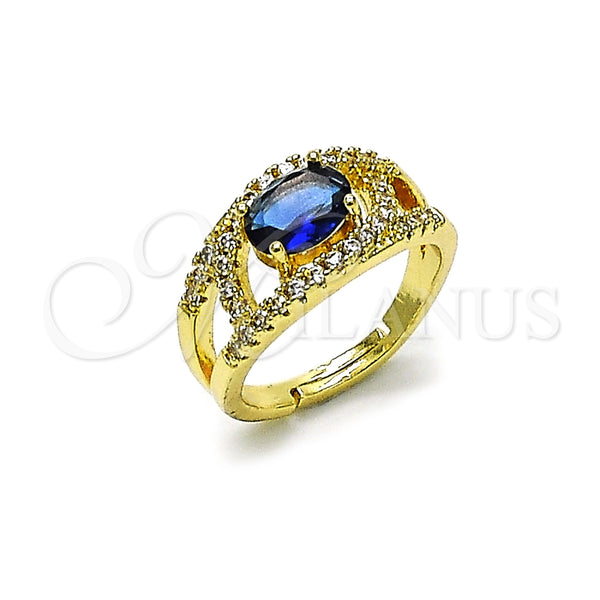 Anillo Multi Piedra 01.284.0104.3 Oro Laminado, Diseño de Ojo Griego, con Zafiro Azul and Blanca Zirconia Cubica, Pulido, Tono Dorado (One size fits all)