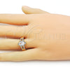 Anillo Multi Piedra 01.284.0106 Oro Laminado, Diseño de Cluster, con Blanca Zirconia Cubica and Blanca Micro Pave, Pulido, Tono Dorado (One size fits all)