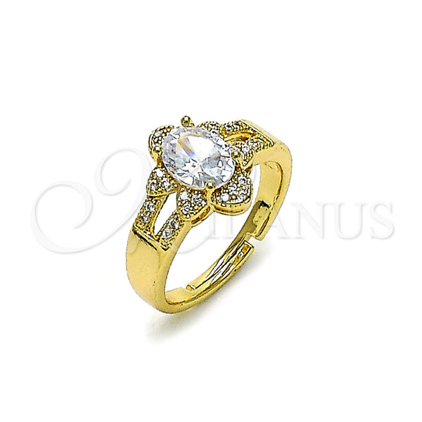 Anillo Multi Piedra 01.284.0106 Oro Laminado, Diseño de Cluster, con Blanca Zirconia Cubica and Blanca Micro Pave, Pulido, Tono Dorado (One size fits all)