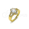 Anillo Multi Piedra 01.284.0106 Oro Laminado, Diseño de Cluster, con Blanca Zirconia Cubica and Blanca Micro Pave, Pulido, Tono Dorado (One size fits all)