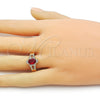 Anillo Multi Piedra 01.284.0106.2 Oro Laminado, Diseño de Cluster, con Granate Zirconia Cubica and Blanca Micro Pave, Pulido, Tono Dorado (One size fits all)