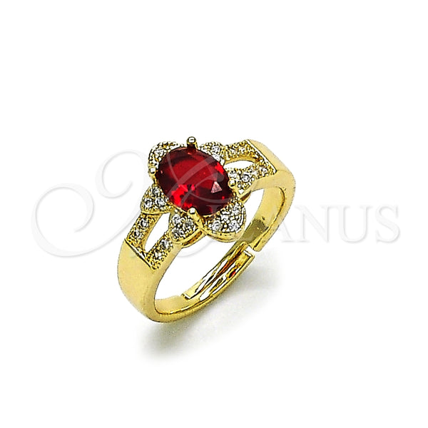 Anillo Multi Piedra 01.284.0106.2 Oro Laminado, Diseño de Cluster, con Granate Zirconia Cubica and Blanca Micro Pave, Pulido, Tono Dorado (One size fits all)