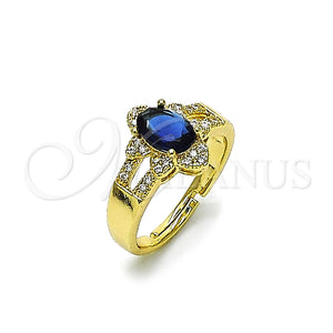 Anillo Multi Piedra 01.284.0106.3 Oro Laminado, Diseño de Cluster, con Zafiro Azul Zirconia Cubica and Blanca Micro Pave, Pulido, Tono Dorado (One size fits all)
