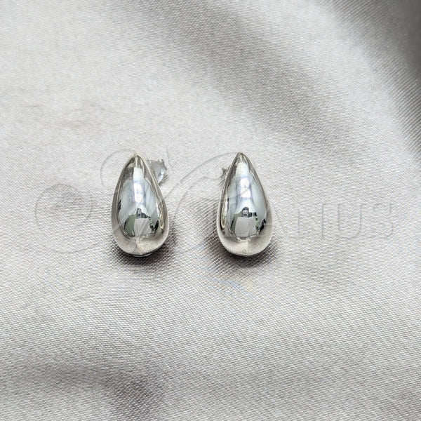Arete Dormilona 02.392.0049 Plata Rodinada, Diseño de Gota, Pulido, Tono Plateado