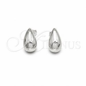 Arete Dormilona 02.392.0049 Plata Rodinada, Diseño de Gota, Pulido, Tono Plateado