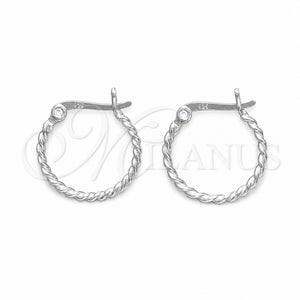 Argolla Pequeña 02.401.0082.18 Plata Rodinada, Diseño de Torcido, Pulido, Tono Plateado