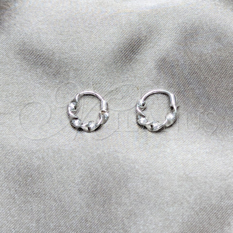 Argolla Pequeña 02.401.0083.10 Plata Rodinada, Diseño de Torcido, Pulido, Tono Plateado