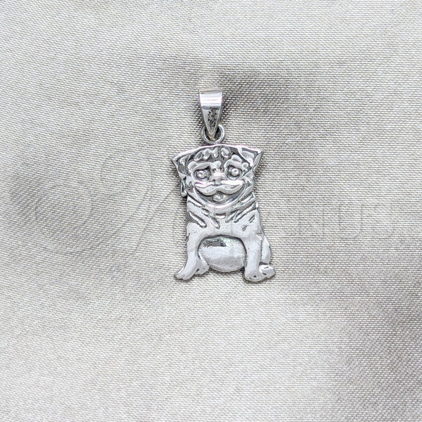 Dije Elegante 05.392.0101 Plata Rodinada, Diseño de Perro, Pulido, Tono Plateado