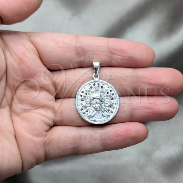 Dije Religioso 05.392.0104 Plata Rodinada, Diseño de San Benito, Pulido, Tono Plateado