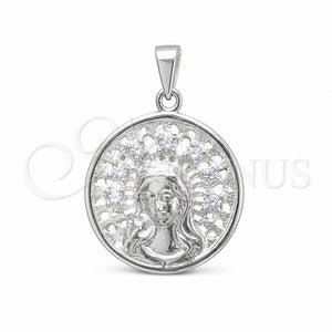 Dije Religioso 05.392.0104 Plata Rodinada, Diseño de San Benito, Pulido, Tono Plateado