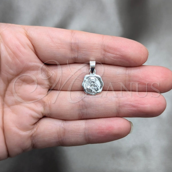 Dije Religioso 05.392.0105 Plata Rodinada, Diseño de San Benito, Pulido, Tono Plateado