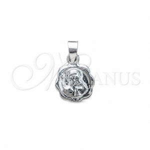 Dije Religioso 05.392.0105 Plata Rodinada, Diseño de San Benito, Pulido, Tono Plateado