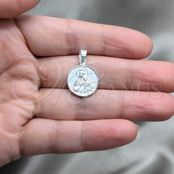 Dije Religioso 05.392.0108 Plata Rodinada, Diseño de Jesus, Pulido, Tono Plateado