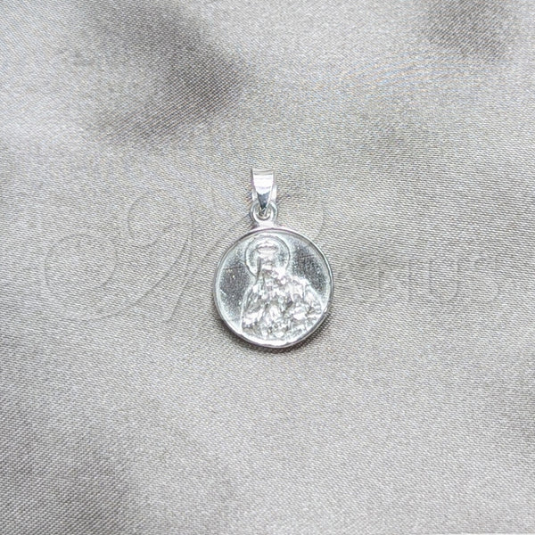 Dije Religioso 05.392.0108 Plata Rodinada, Diseño de Jesus, Pulido, Tono Plateado