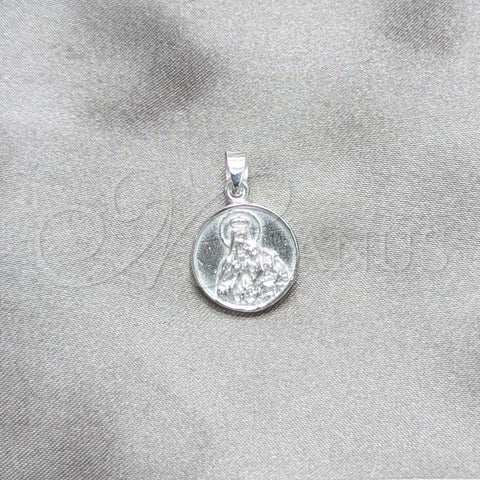 Dije Religioso 05.392.0108 Plata Rodinada, Diseño de Jesus, Pulido, Tono Plateado