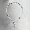 Rosario de Pulsera 09.392.0003.07 Plata Rodinada, Diseño de Bola y Cruz, Pulido, Tono Plateado