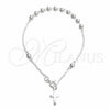 Rosario de Pulsera 09.392.0003.07 Plata Rodinada, Diseño de Bola y Cruz, Pulido, Tono Plateado