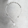Rosario de Pulsera 09.392.0003.07 Plata Rodinada, Diseño de Bola y Cruz, Pulido, Tono Plateado