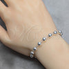 Rosario de Pulsera 09.392.0006.07 Plata Rodinada, Diseño de Cruz y Bola, Pulido, Tono Plateado