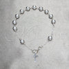 Rosario de Pulsera 09.392.0006.07 Plata Rodinada, Diseño de Cruz y Bola, Pulido, Tono Plateado