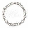 Pulsera Elegante 03.392.0027.07 Plata Rodinada, Diseño de Flor, Pulido, Tono Plateado (Grosor 08 MM, 7 Pulgadas de Largo)