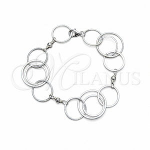 Pulsera Elegante 03.392.0028.07 Plata Rodinada, Pulido, Tono Plateado (Grosor 21 MM, 7 Pulgadas de Largo)