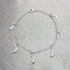 Pulsera de Dije 03.392.0029.07 Plata Rodinada, Diseño de Luna, Pulido, Tono Plateado (Grosor 04 MM, 7 Pulgadas de Largo)