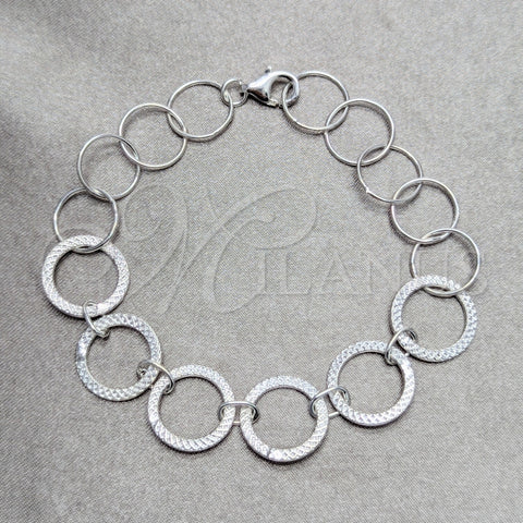 Pulsera Elegante 03.392.0031.07 Plata Rodinada, Pulido, Tono Plateado (Grosor 15 MM, 7 Pulgadas de Largo)