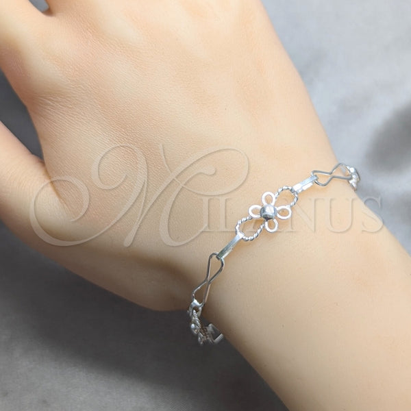 Pulsera Elegante 03.392.0032.07 Plata Rodinada, Pulido, Tono Plateado (Grosor 05 MM, 7 Pulgadas de Largo)
