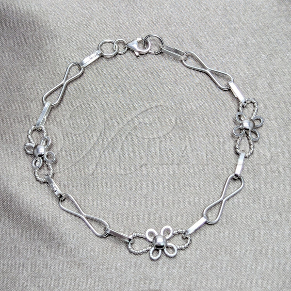 Pulsera Elegante 03.392.0032.07 Plata Rodinada, Pulido, Tono Plateado (Grosor 05 MM, 7 Pulgadas de Largo)