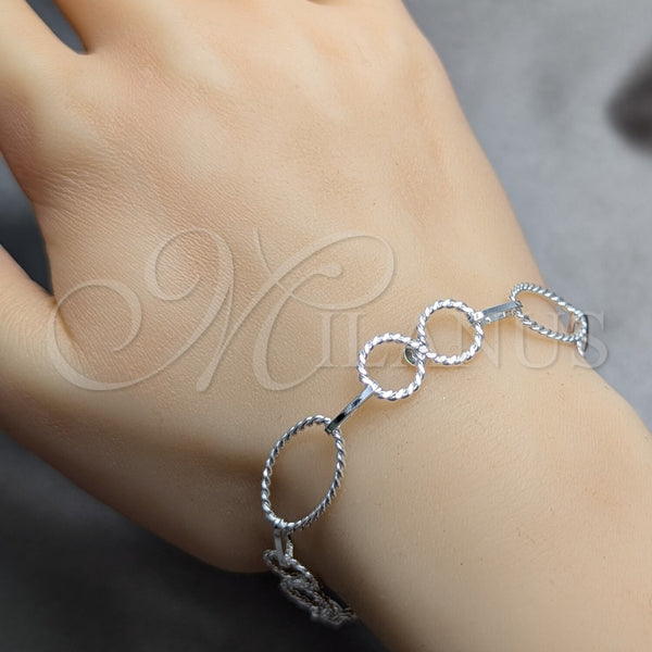 Pulsera Elegante 03.392.0033.07 Plata Rodinada, Pulido, Tono Plateado (Grosor 12 MM, 7 Pulgadas de Largo)